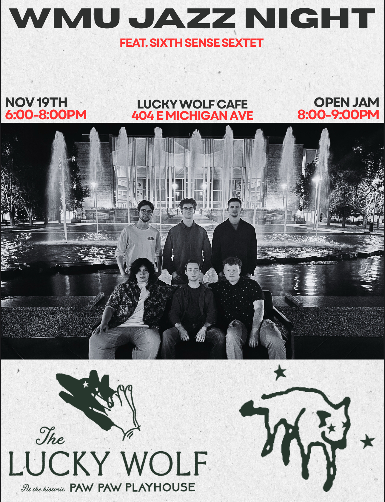 WMU Jazz Night!  Sixth Sense & Open Jam!